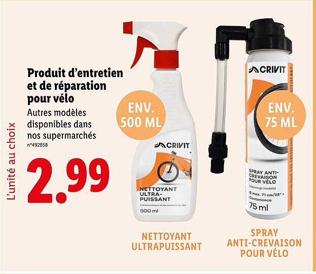 Produit d’entretien et de réparation pour vélo
