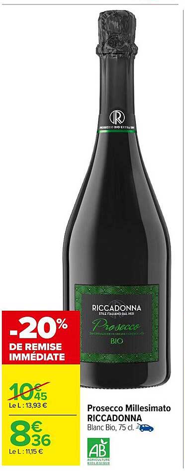 Prosecco Millesimato RICCARDONNA Blanc Bio, 75 cl.
