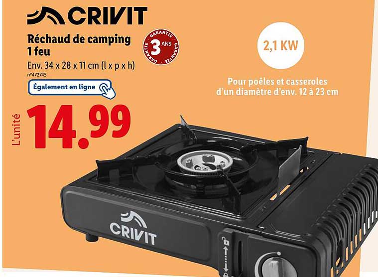 Réchaud de camping 1 feu