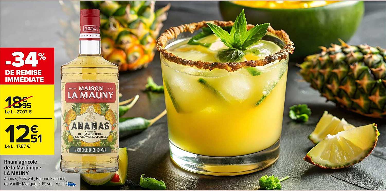Rhum agricole de la Martinique LA MAUNY ANANAS