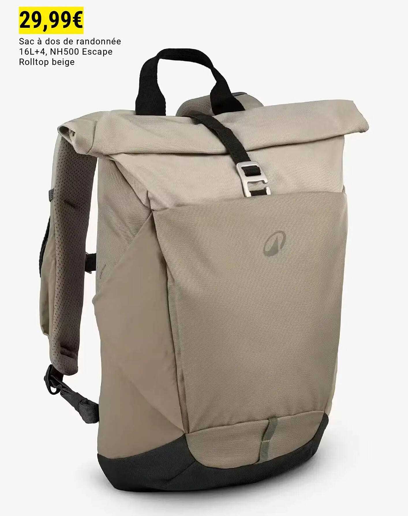 Sac à dos de randonnée 16L+4, NH500 Escape Rolltop beige