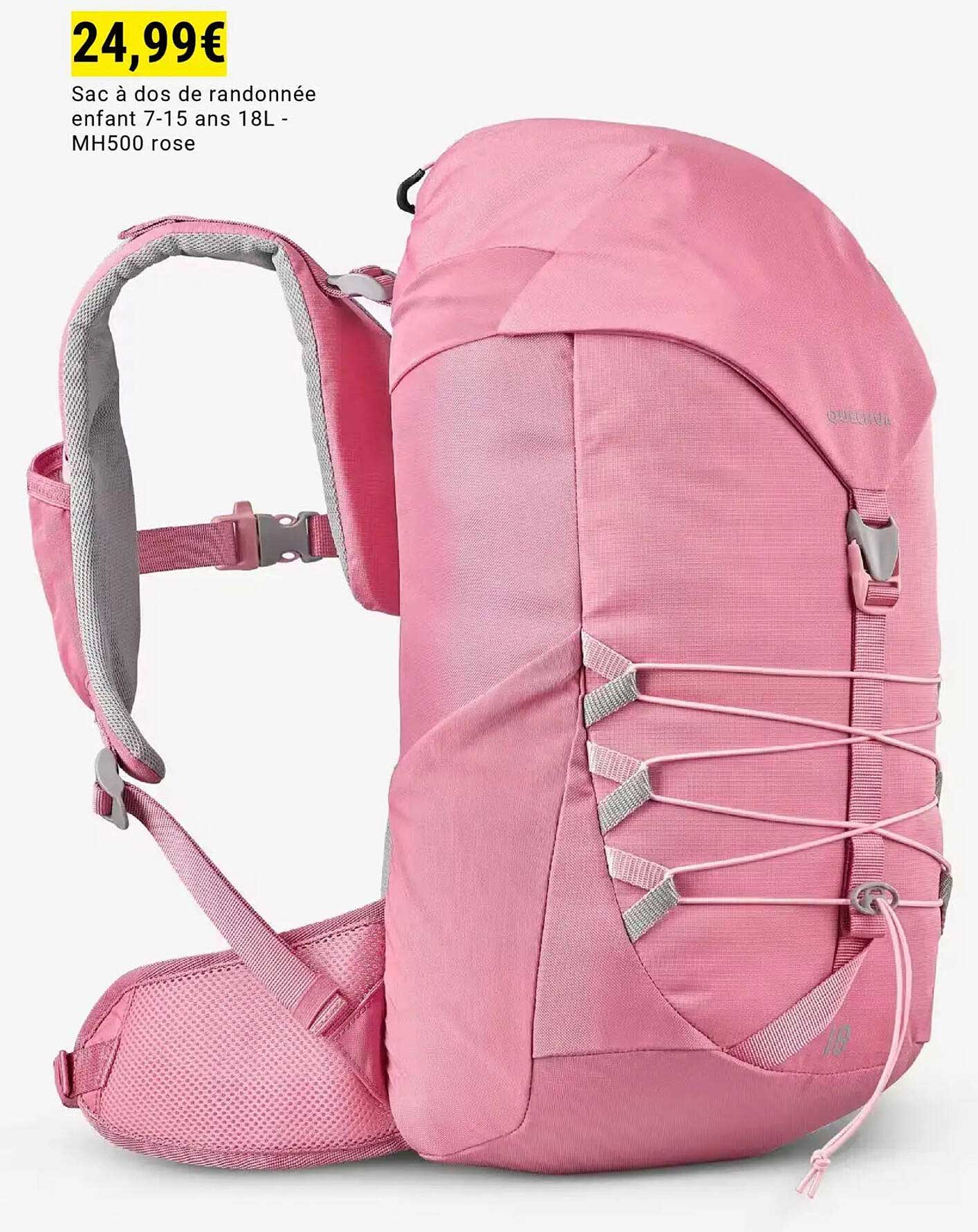 Sac à dos de randonnée enfant 7-15 ans 18L - MH500 rose