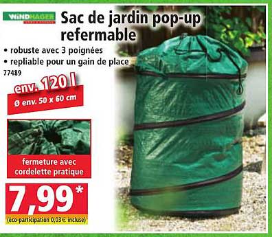 Sac de jardin pop-up re fermable