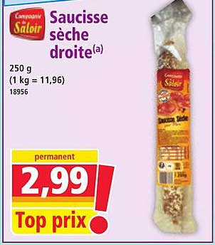 Saucisse sèche droite