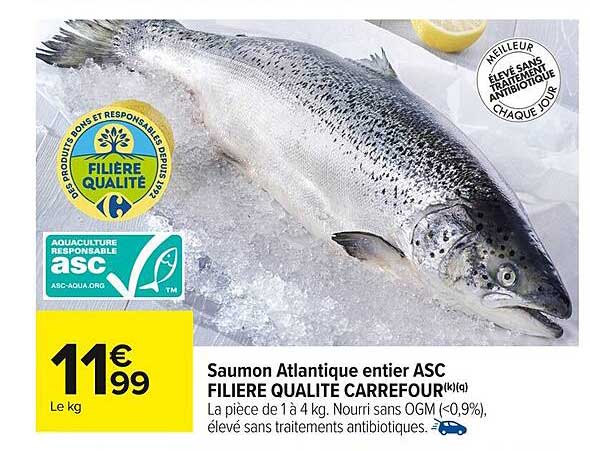 Saumon Atlantique entier ASC FILIERE QUALITE CARREFOUR