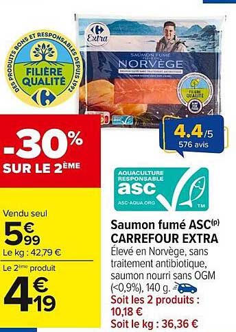 Saumon fumé ASC(p) CARREFOUR EXTRA