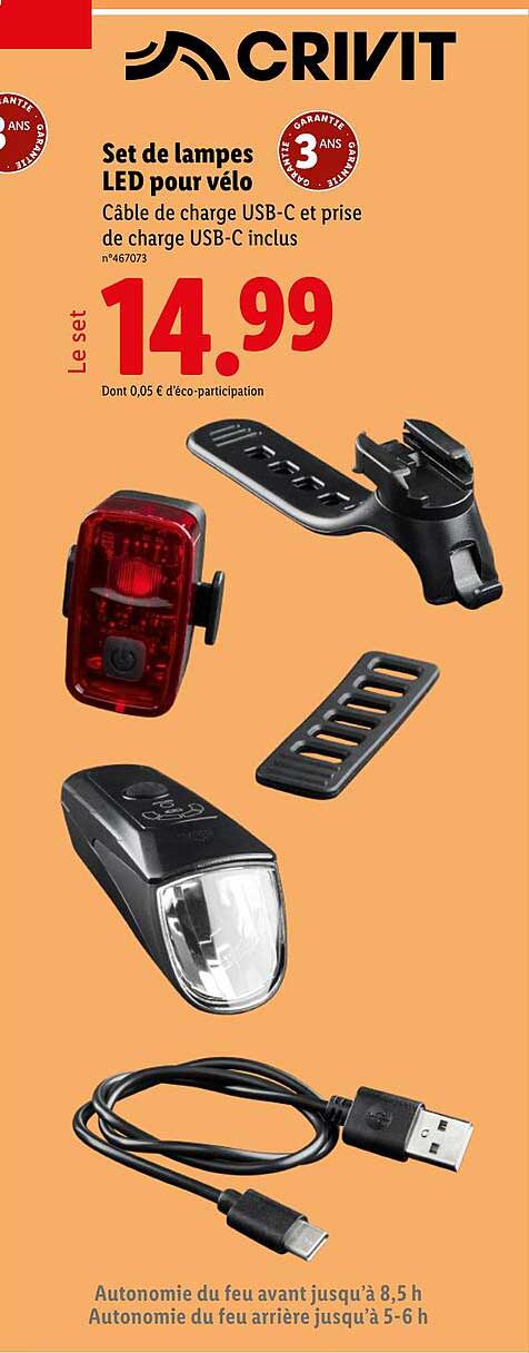 Set de lampes LED pour vélo