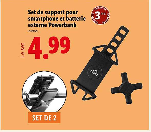 Set de support pour smartphone et batterie externe Powerbank
