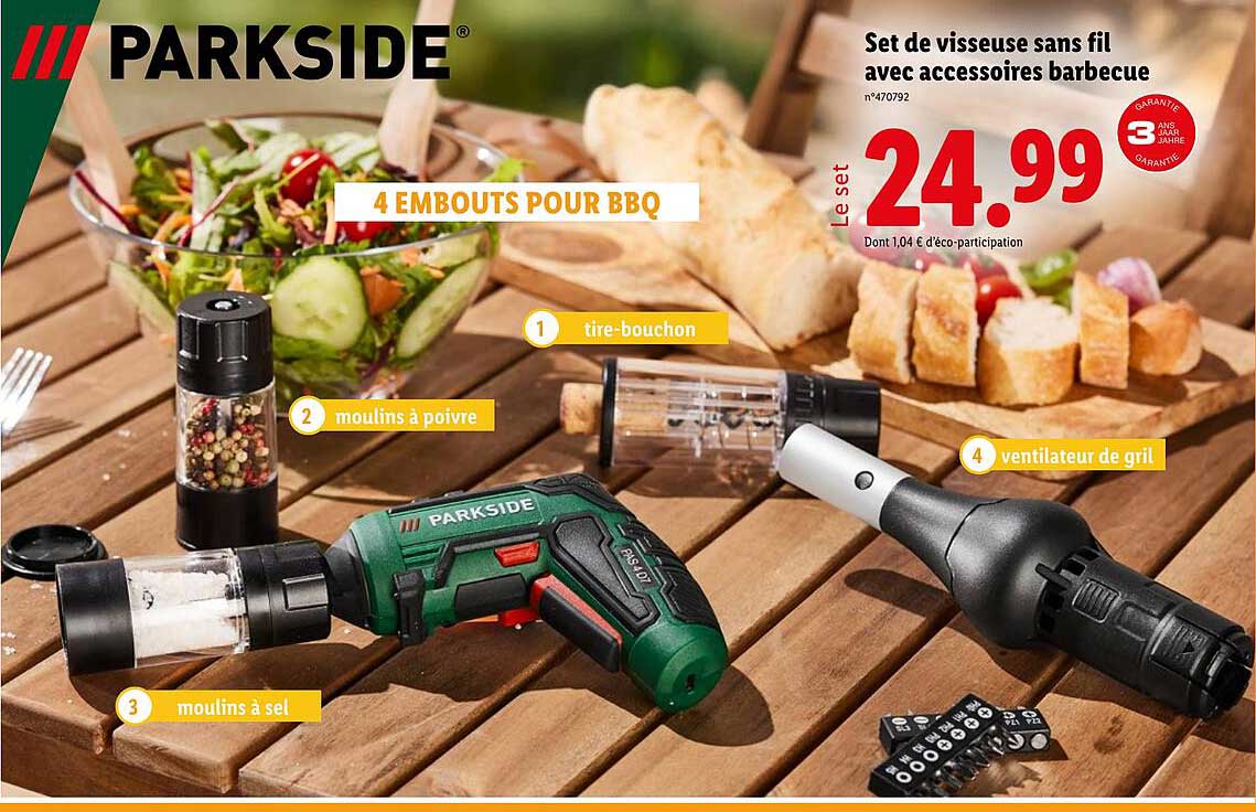 Set de visseuse sans fil avec accessoires barbecue