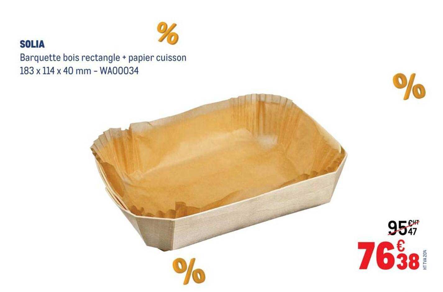 SOLIA Barquette bois rectangle + papier cuisson
