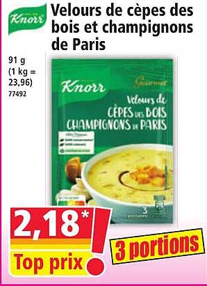 Velours de cèpes des bois et champignons de Paris