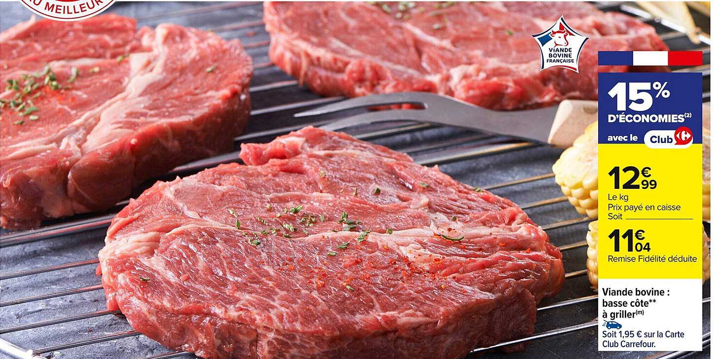 Viande bovine : basse côte à griller