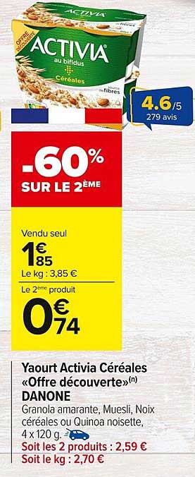 Yaourt Activia Céréales «Offre découverte»