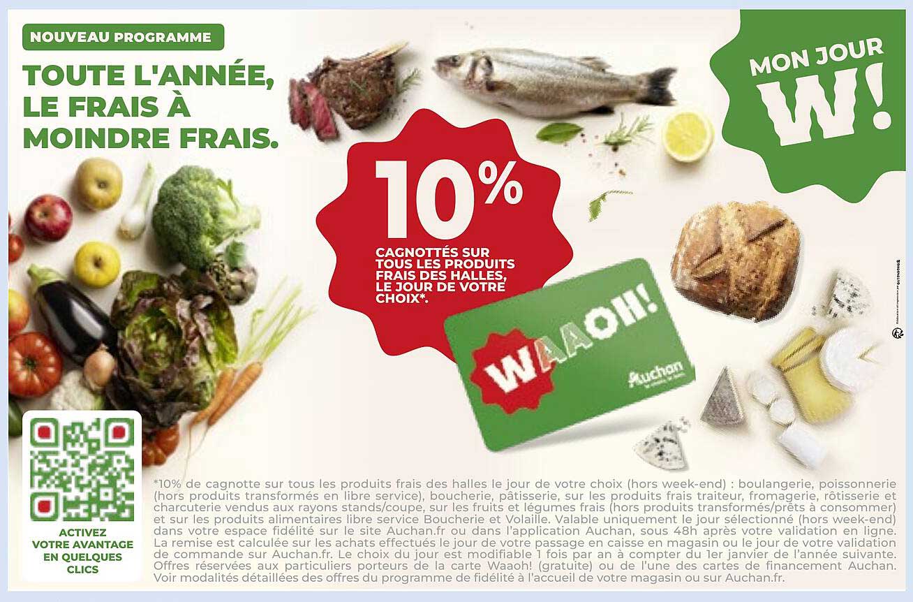 10% Cagnottés sur tous les produits frais des halles, le jour de votre choix !