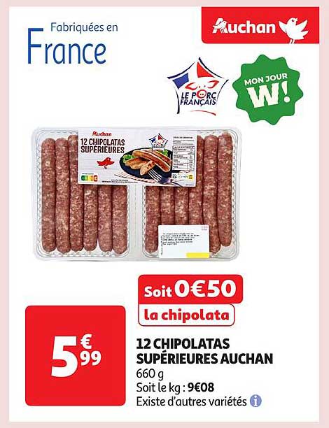 12 CHIPOLATAS SUPÉRIEURES AUCHAN