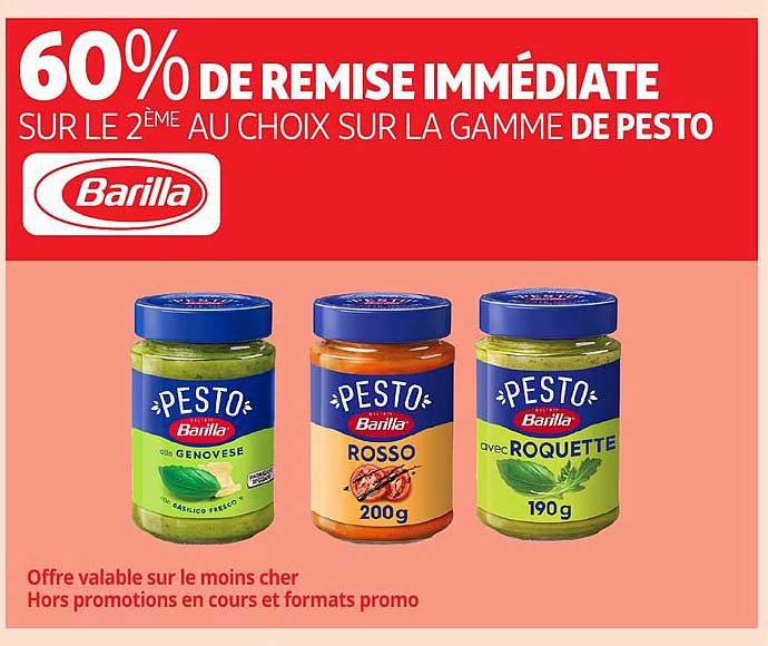 60% DE REMISE IMMÉDIATE SUR LE 2ÈME AU CHOIX SUR LA GAMME DE PESTO