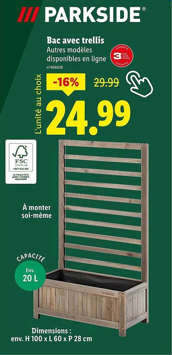 Bac avec treillis