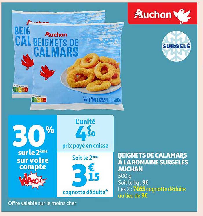 BEIGNETS DE CALAMARS À LA ROMAINE SURGELÉS AUCHAN