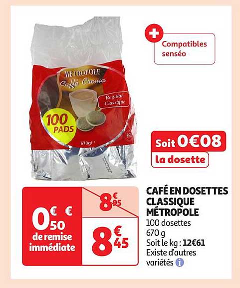 CAFÉ EN DOSETTES CLASSIQUE MÉTROPOLE