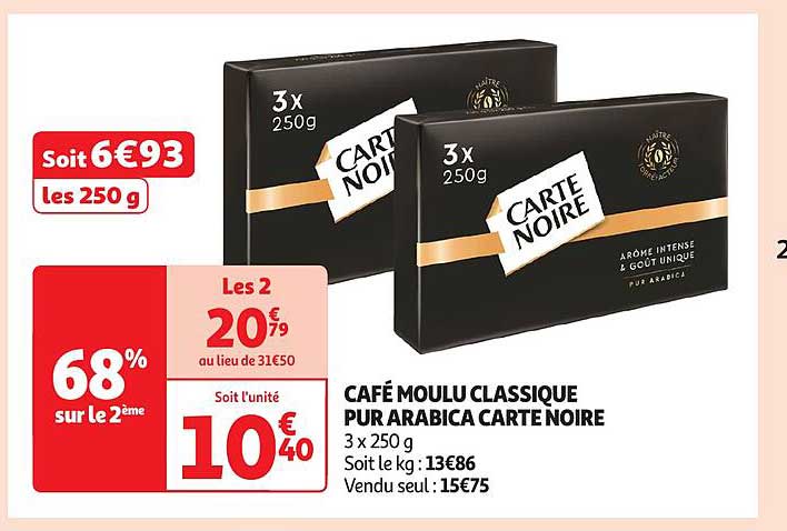 CAFE MOULU CLASSIQUE PUR ARABICA CARTE NOIRE