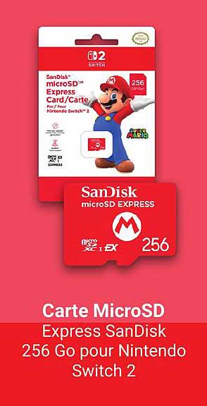 Carte MicroSD Express SanDisk 256 Go pour Nintendo Switch 2