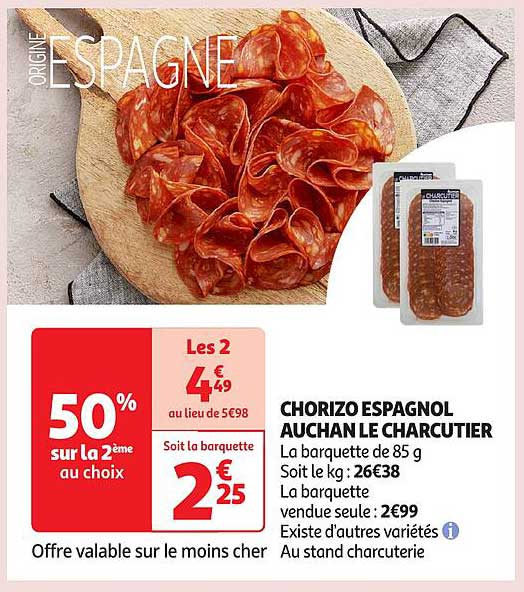 CHORIZO ESPAGNOL AUCHAN LE CHARCUTIER