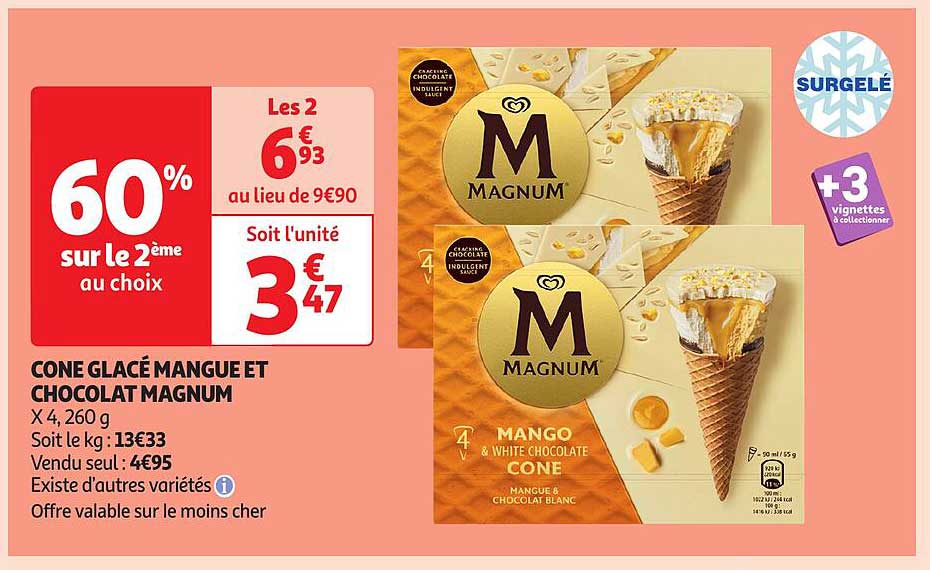 Cone Glacé Mangue et Chocolat Magnum