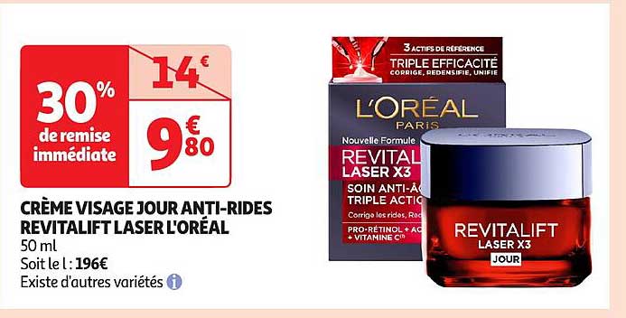 CRÈME VISAGE JOUR ANTI-RIDES REVITALIFT LASER L'ORÉAL