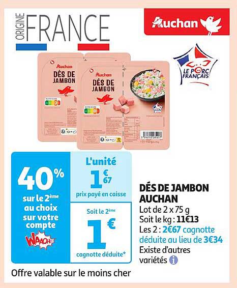 DÉS DE JAMBON AUCHAN