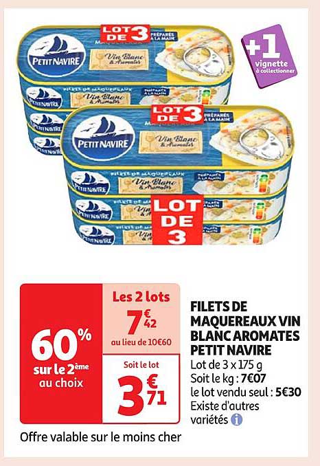 FILETS DE MAQUEREAUX VIN BLANC AROMATES PETIT NAVIRE