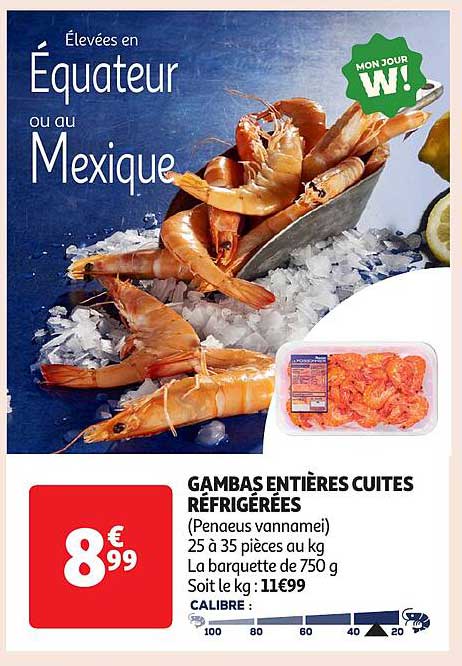 GAMBA ENTIERES CUITES RÉFRIGÉRÉES