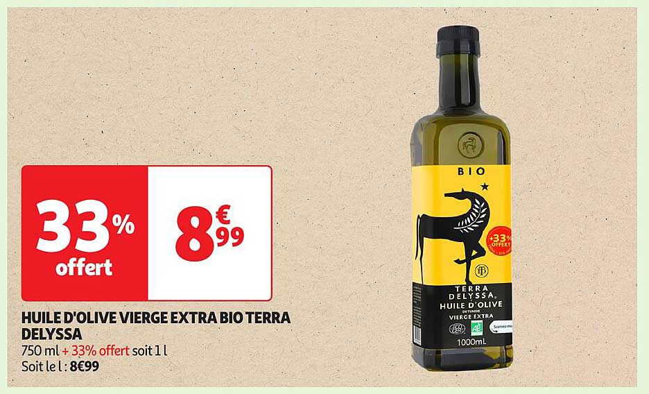 HUILE D'OLIVE VIERGE EXTRA BIO TERRA DELYSSA