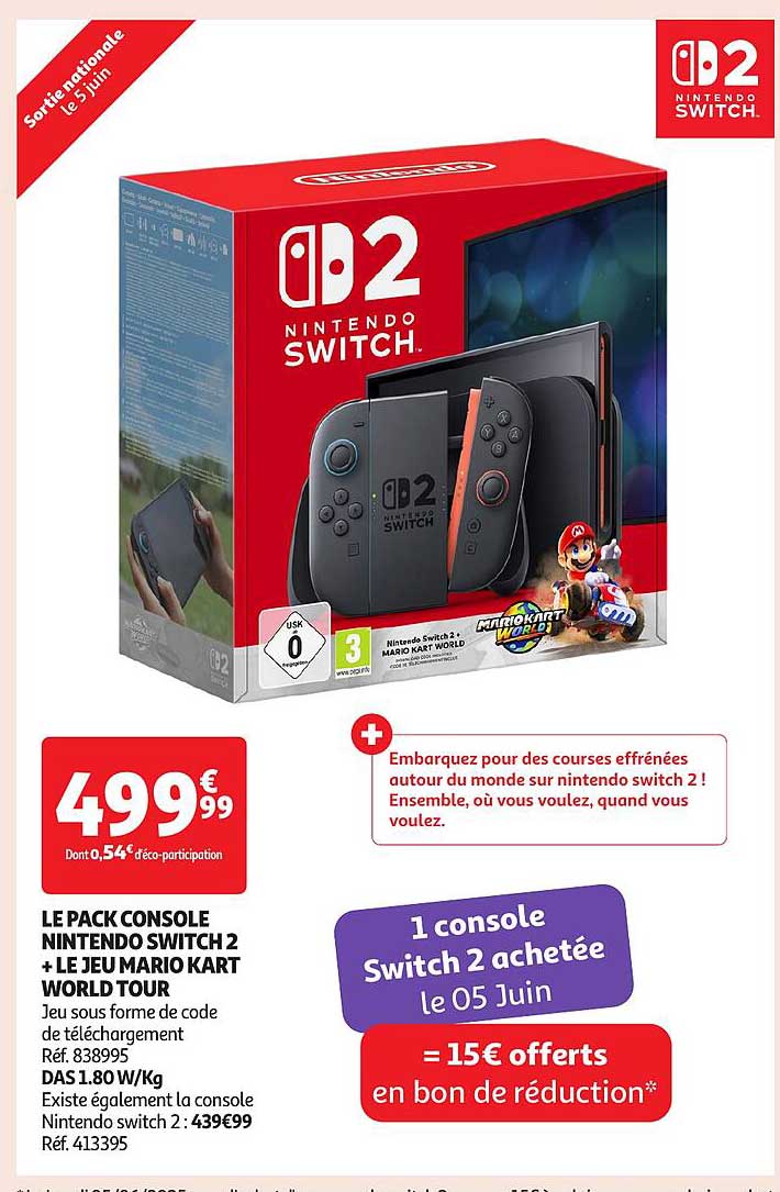 LE PACK CONSOLE NINTENDO SWITCH 2 + LE JEU MARIO KART WORLD TOUR