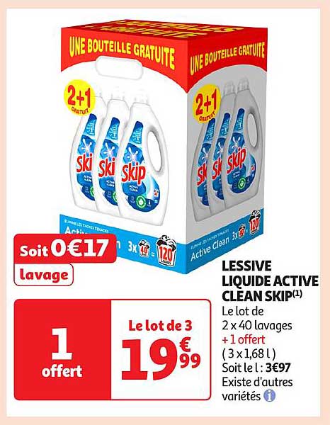 LESSIVE LIQUIDE ACTIVE CLEAN SKIP