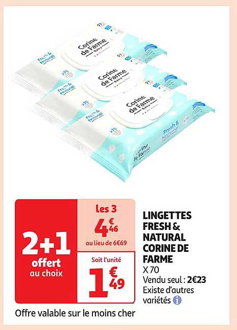 LINGETTES FRESH & NATURAL CORINE DE FARME X 70