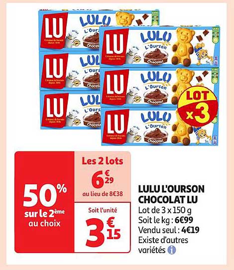 LULU L'OURSON CHOCOLAT LU