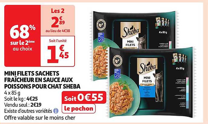 MINI FILETS SACHETS FRAÎCHEUR EN SAUCE AUX POISSONS POUR CHAT SHEBA