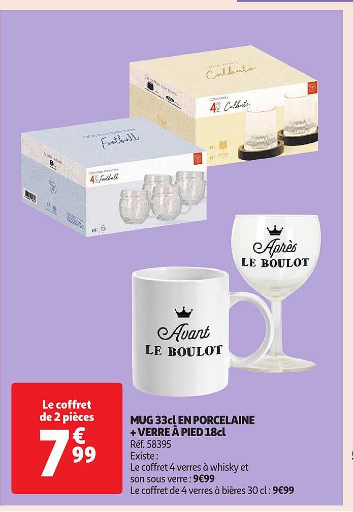 MUG 33cl EN PORCELAINE + VERRE À PIED 18cl