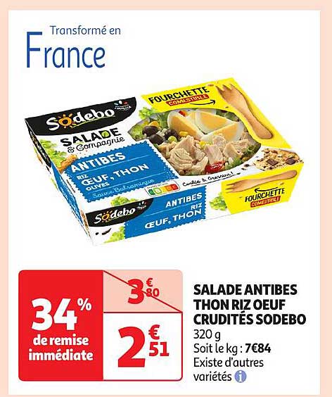 SALADE ANTIBES THON RIZ OEUF CRUDITÉS SODEBO