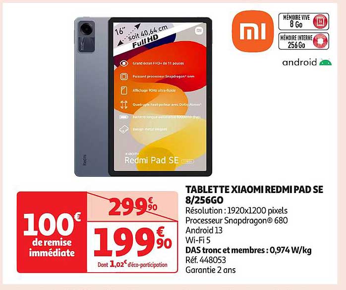 TABLETTE XIAOMI REDMI PAD SE 8/256GO