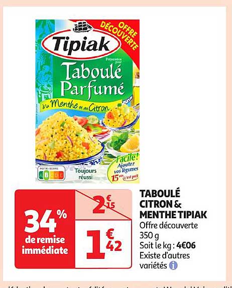 TABOULÉ CITRON & MENTHE TIPIAK