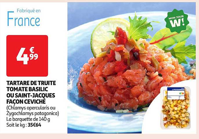 TARTARE DE TRUITE TOMATE BASILIC OU SAINT-JACQUES FAÇON CEVICHE