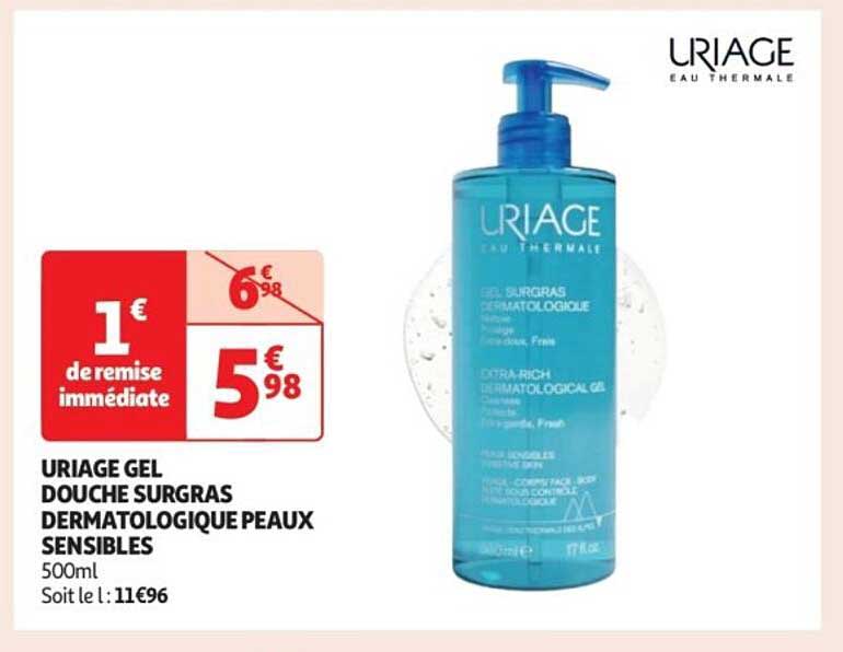 URIAGE GEL DOUCHE SURGRAS DERMATOLOGIQUE PEAUX SENSIBLES 500ml