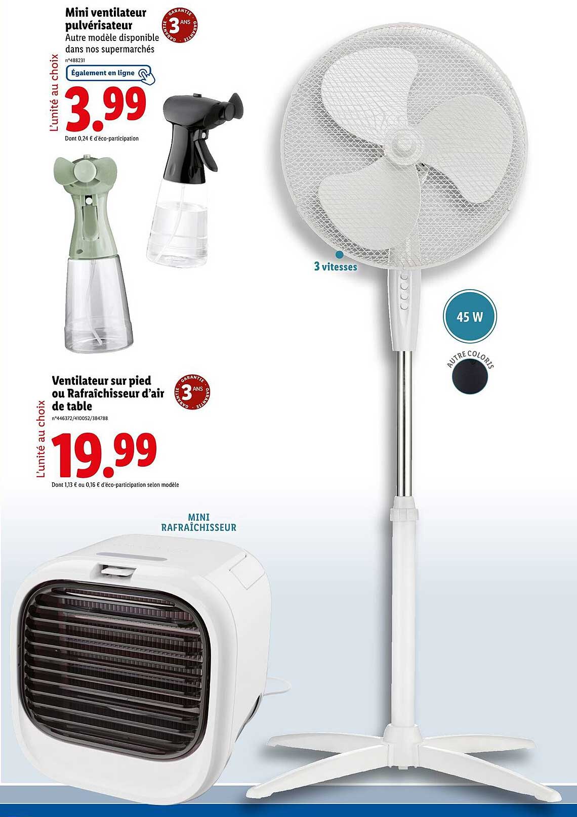 Ventilateur sur pied ou Rafraîchisseur d’air de table