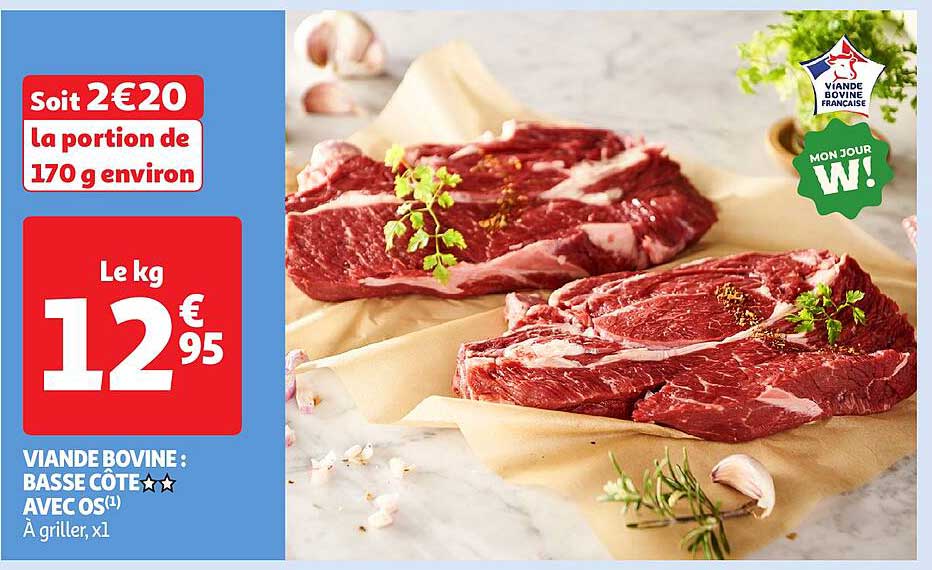 VIANDE BOVINE : BASSE CÔTE avec OS