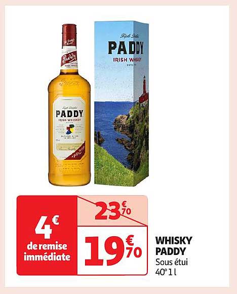 WHISKY PADDY Sous étui 40° 1l