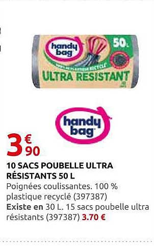 10 SACS POUBELLE ULTRA RÉSISTANTS 50 L