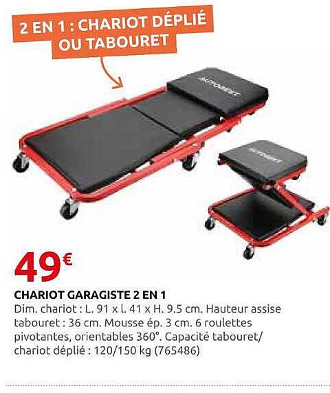 2 EN 1 : CHARIOT DÉPLIÉ OU TABOURET