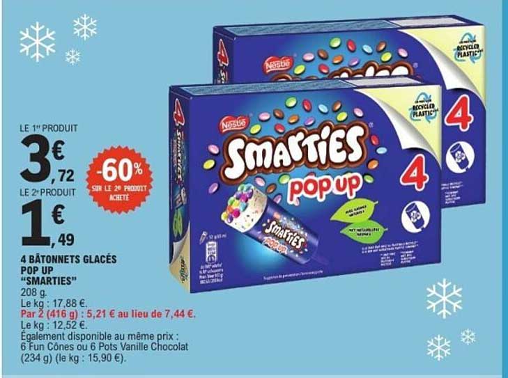 4 BÂTONNETS GLACÉS POP UP “SMARTIES”
