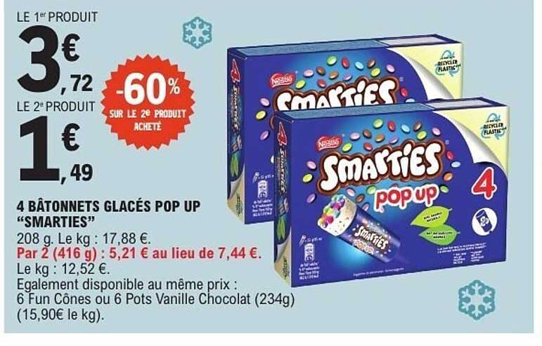 4 BÂTONNETS GLACÉS POP UP "SMARTIES"